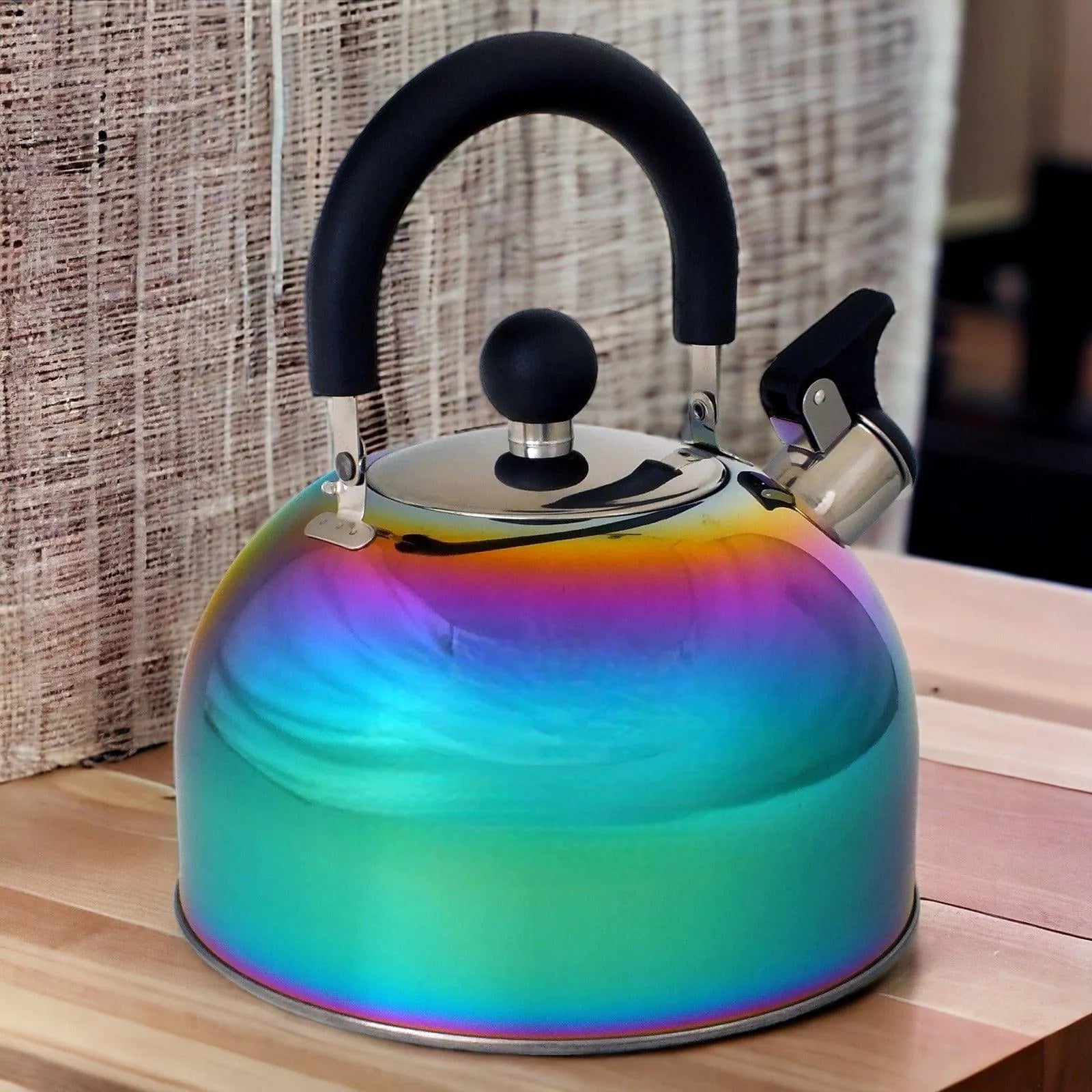 8.99 Voche 2.5L Stainless Steel Whistling Stovetop Kettle with Multi Coloured Iridescent Rainbow Finish Voche tooltime