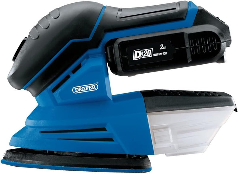 Draper 00608 D20 20V Tri-Base Detail Sander With 1X 2Ah Battery And Charger Dr-00608