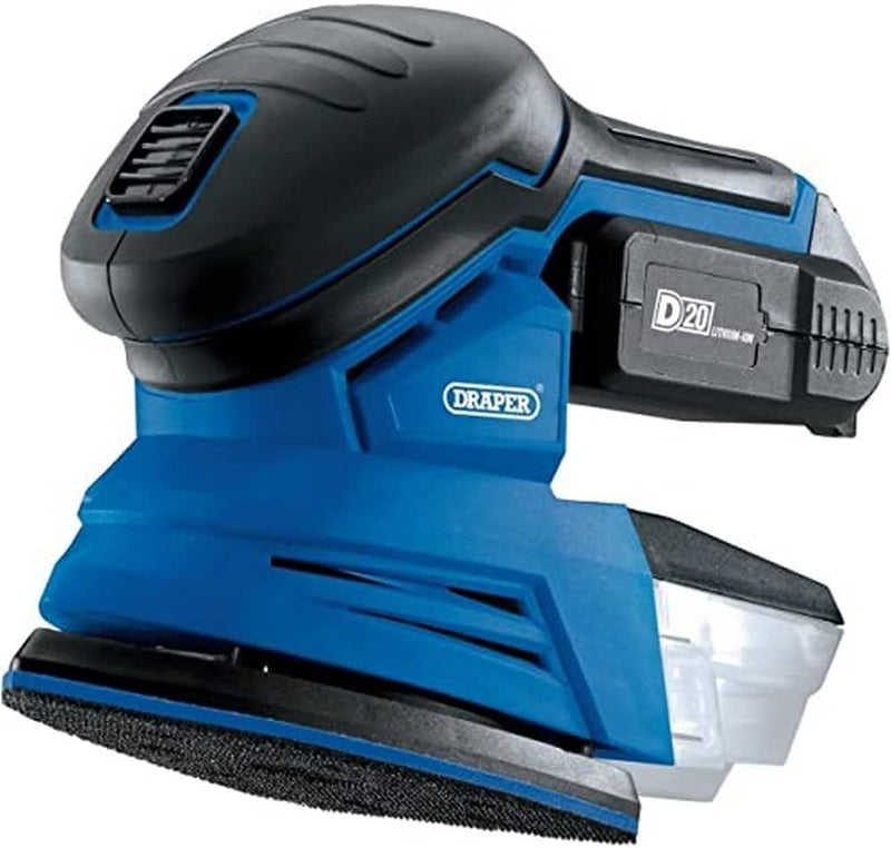 Draper 00608 D20 20V Tri-Base Detail Sander With 1X 2Ah Battery And Charger Dr-00608