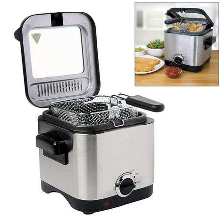 1.5Ltr Compact 900W Electric Stainless Steel Deep Fat Fryer Non Stick Chip Pan