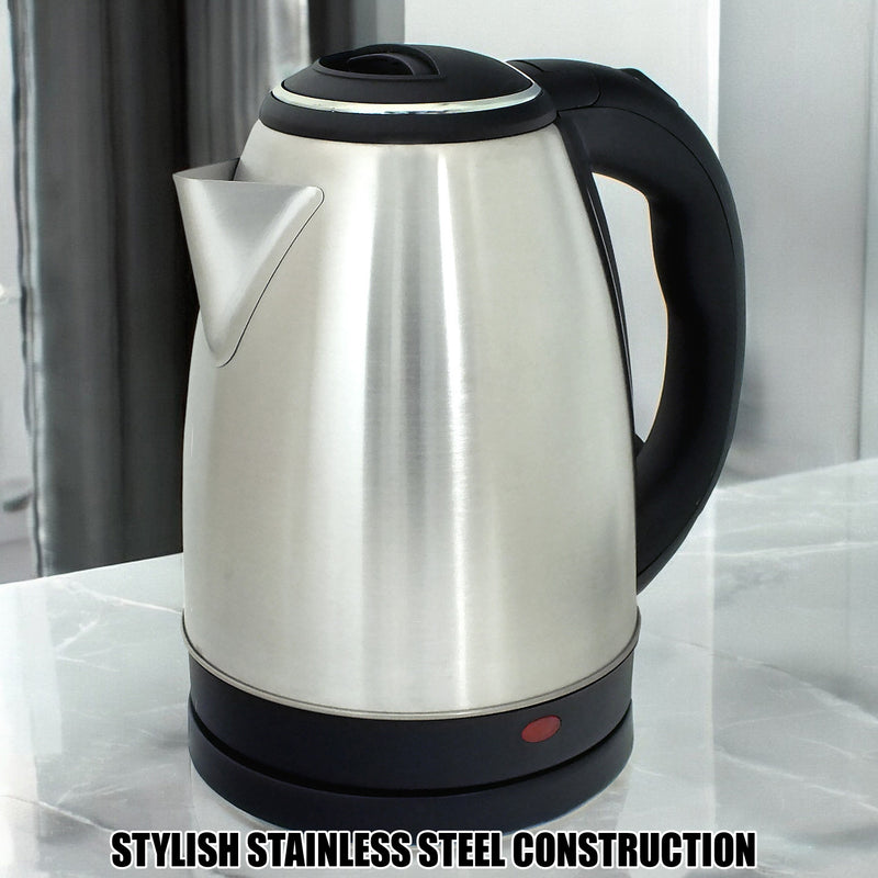 Electric Kettle Cordless Stainless Steel Jug 1500W 1.8L 360° Boil Dry Protection