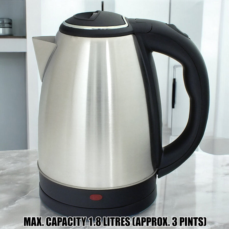 Electric Kettle Cordless Stainless Steel Jug 1500W 1.8L 360° Boil Dry Protection