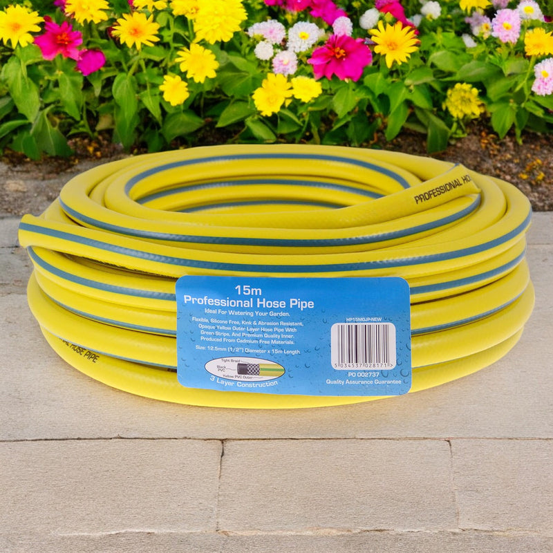 Heavy Duty Reinforced Garden Hose Pipe | 15m-50m Anti Kink Hosepipe | Connectors and Guide also avaiable