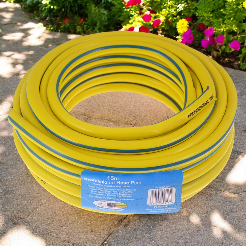 Heavy Duty Reinforced Garden Hose Pipe | 15m-50m Anti Kink Hosepipe | Connectors and Guide also avaiable