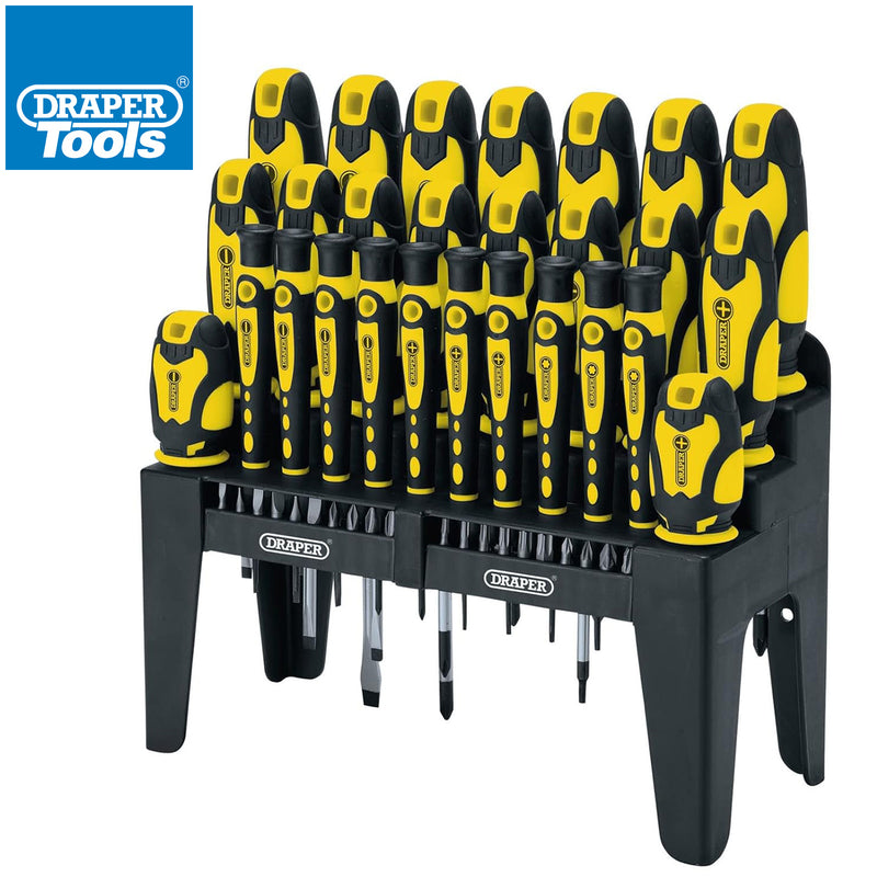 Draper 16824 47 Piece Soft Grip Screwdriver & Bits Set with Storage Stand | Plain Slotted PH PZ TX-STAR