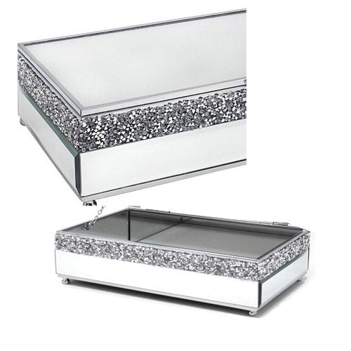 Mirror Crystal Jewellery Box – Crushed Crystal Diamante Glass