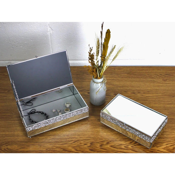 Mirror Crystal Jewellery Box – Crushed Crystal Diamante Glass