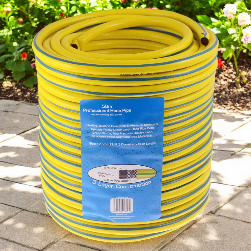 Heavy Duty Reinforced Garden Hose Pipe | 15m-50m Anti Kink Hosepipe | Connectors and Guide also avaiable