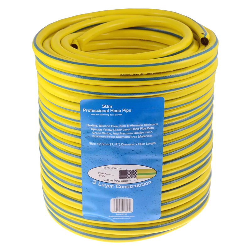 Heavy Duty Reinforced Garden Hose Pipe | 15m-50m Anti Kink Hosepipe | Connectors and Guide also avaiable