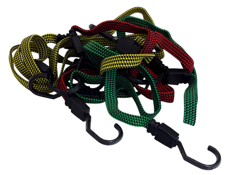 10pc Assorted Bungee Cord Set Elasticated Heavy Duty Straps c/w Hooks