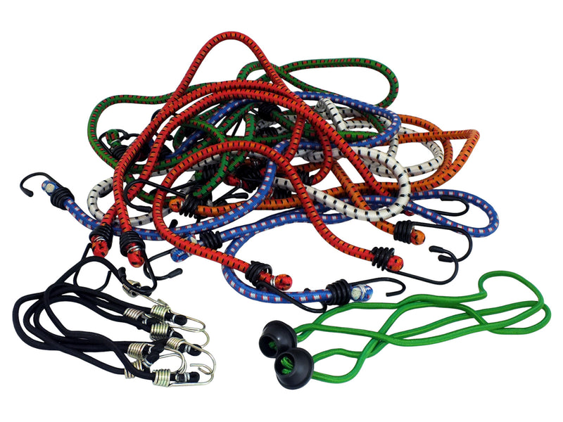 18pc Assorted Bungee Cord Set Elasticated Heavy Duty Straps with Hooks