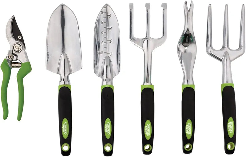 Draper 08996 Garden Tool Set , Black and Green, Gardening Tools with Ergonomic Handles