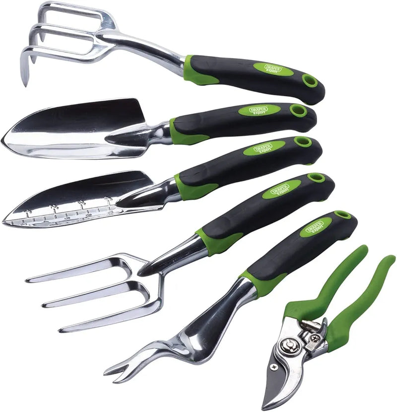 Draper 08996 Garden Tool Set , Black and Green, Gardening Tools with Ergonomic Handles