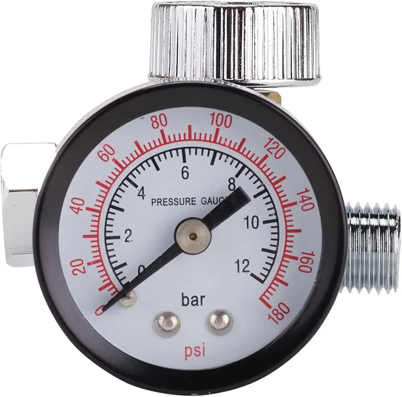 Draper 28379 1/4" BSP On-Gun Air Regulator and Gauge, 180psi