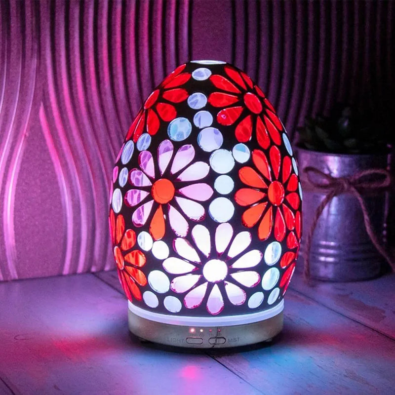 lesser and pavey LP47494 Egg Shaped Humidifier | Pink Flower Mosaic Design | 1 Pc, H15cm