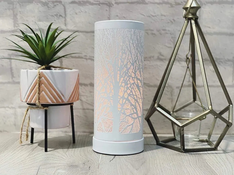 Stylish Colour Changing with Fading Effects Tree Pattern on White Electric Aroma Lamp Table Wax Melter Oil Burner Aromatherapy