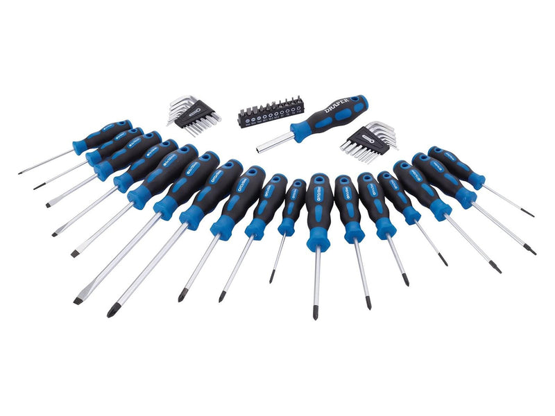 Draper 81294 Screwdriver Hex Allen Keys & Bits Set Stand Plain Cross Pozi 44pc