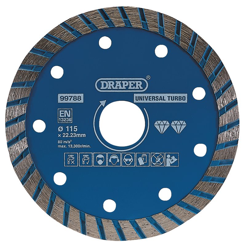 Draper 99788 Turbo Diamond Cutting Disc Blade 115mm Dr-99788