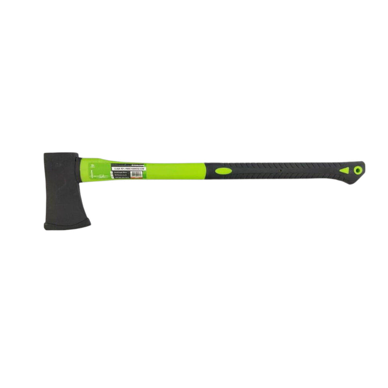 2.5lb Log Splitting Axe With Hi-viz Fibreglass Shaft & Rubber Grip Handle