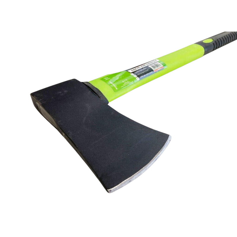 2.5lb Log Splitting Axe With Hi-viz Fibreglass Shaft & Rubber Grip Handle