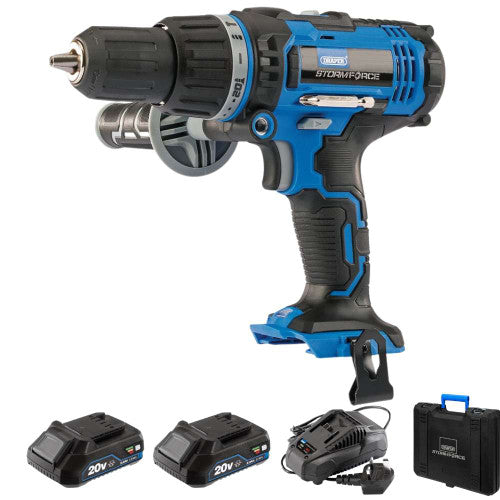 Draper 89523 Storm Force 20V Combi Drill With 2 X 2.0Ah Batteries And Charger