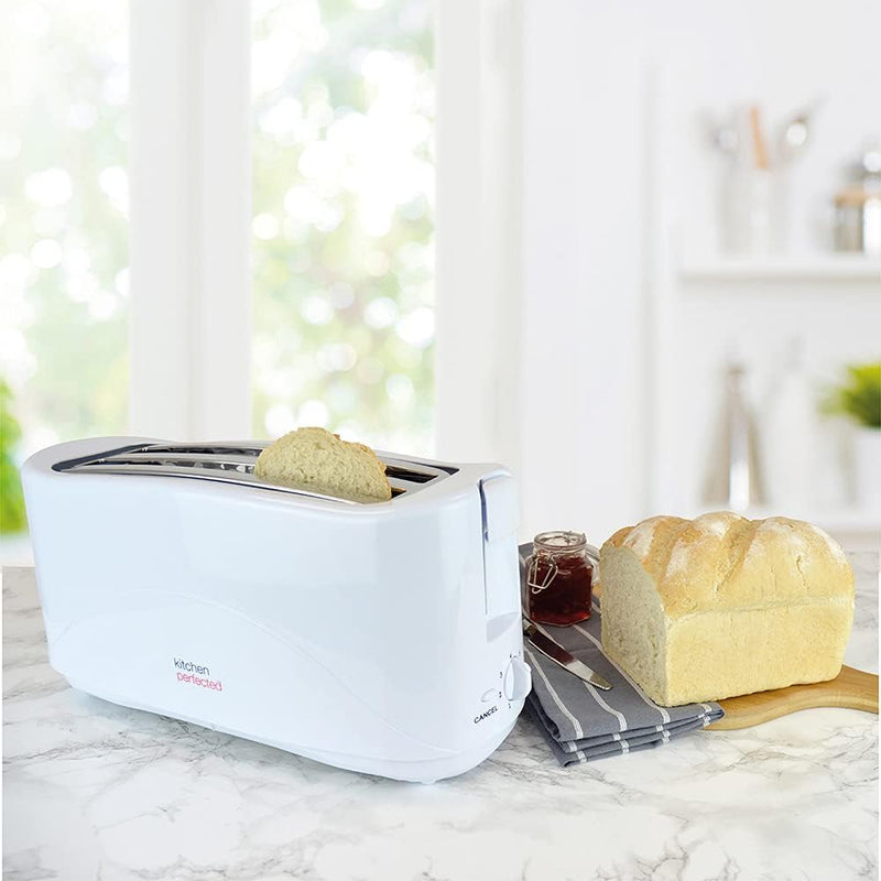 Premium White 1300w 4-slice Cool Touch Toaster W/ Crumb Tray 7 Browning Settings