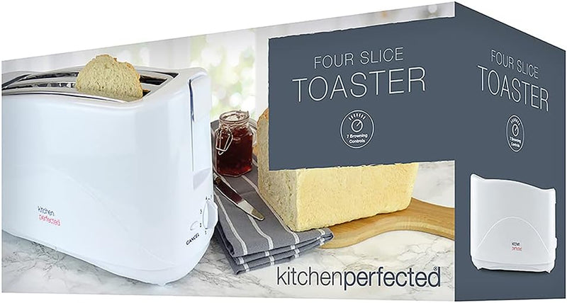 Premium White 1300w 4-slice Cool Touch Toaster W/ Crumb Tray 7 Browning Settings