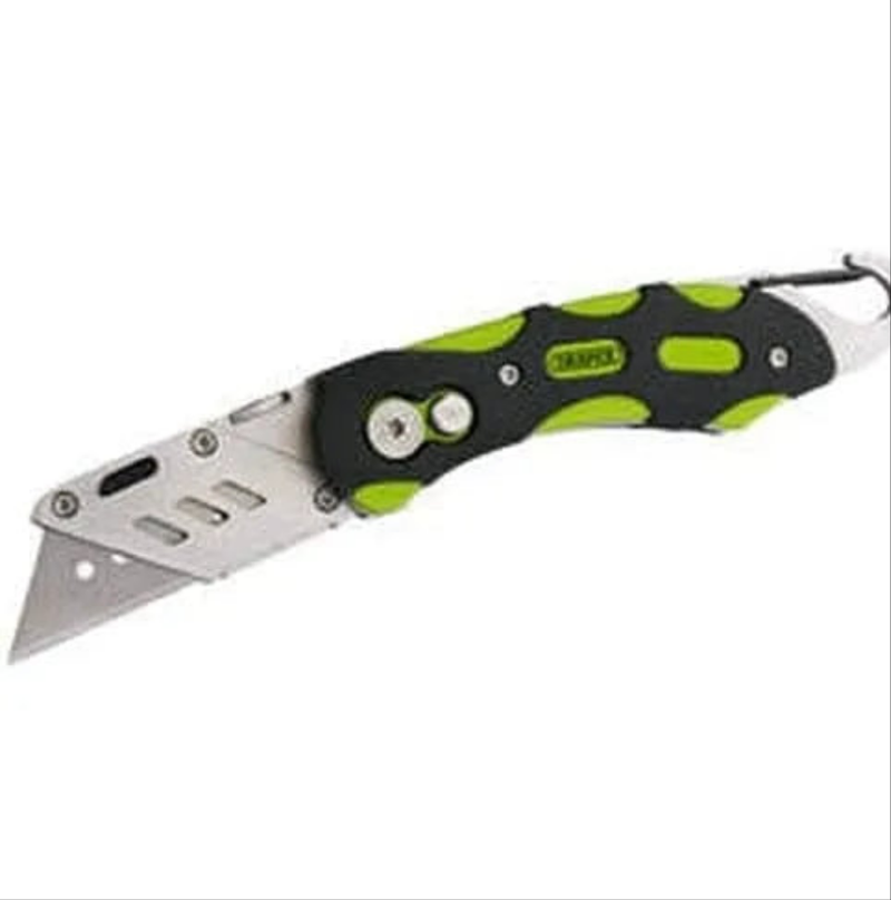 Draper 24424 Folding Trimming Knife With Belt Clip | Green/Orange