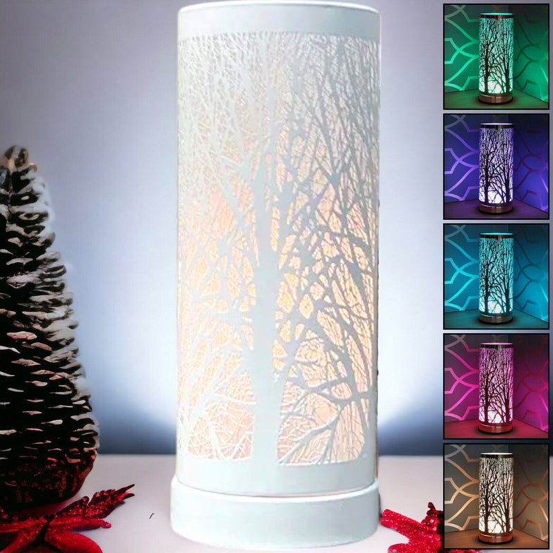 Aroma Lamp Oil Burner White Forest Tree Wax Melt Multi Colour Changing 7 LED