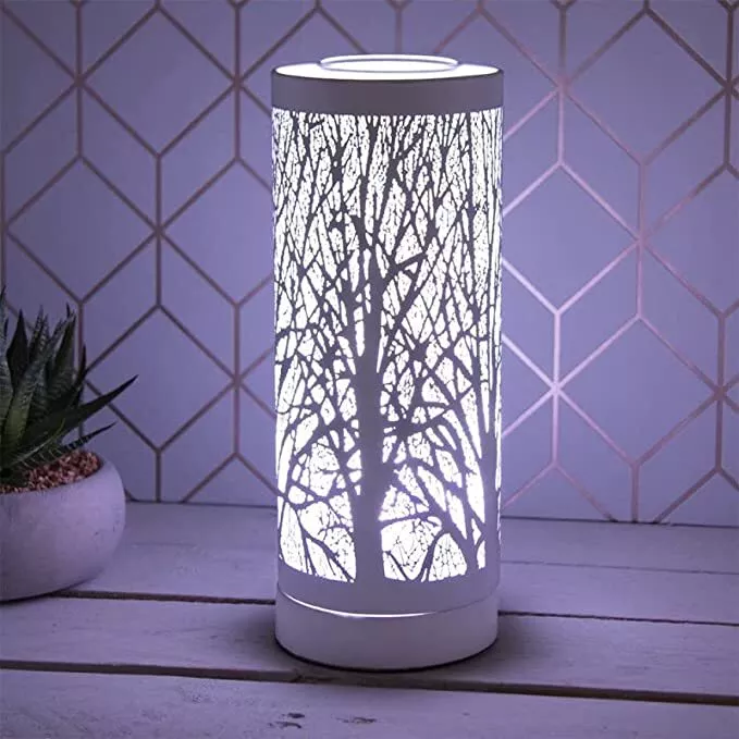 Aroma Lamp Oil Burner White Forest Tree Wax Melt Multi Colour Changing 7 LED