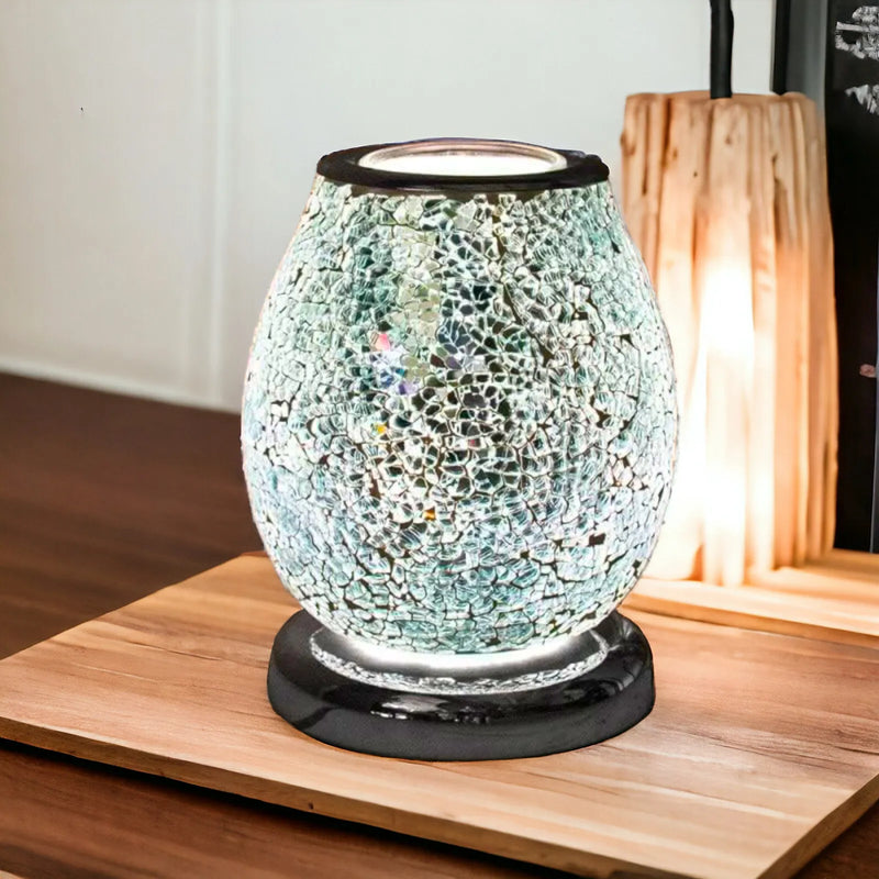 Aroma Lamp Oil Burner Wax Melt Multi Led Silver Mosaic