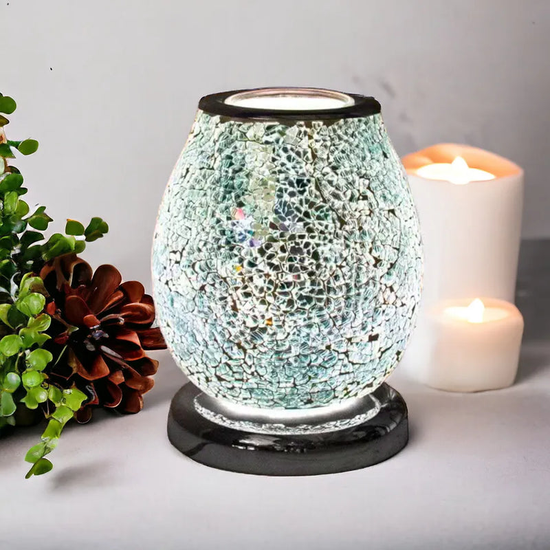 Aroma Lamp Oil Burner Wax Melt Multi Led Silver Mosaic