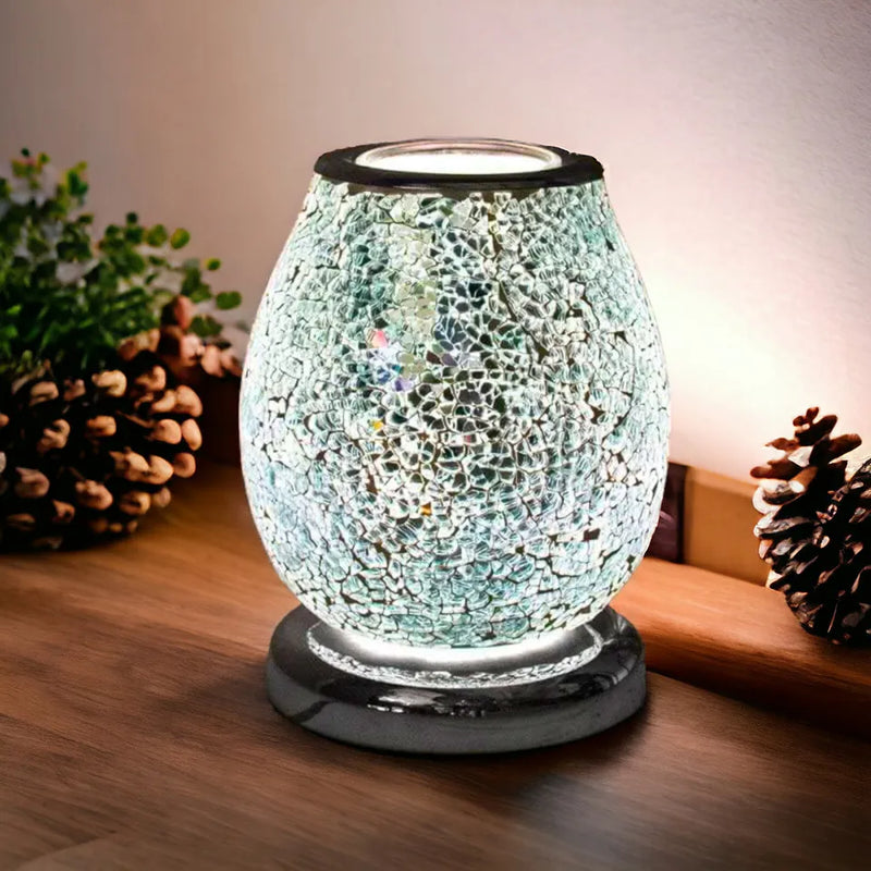 Aroma Lamp Oil Burner Wax Melt Multi Led Silver Mosaic