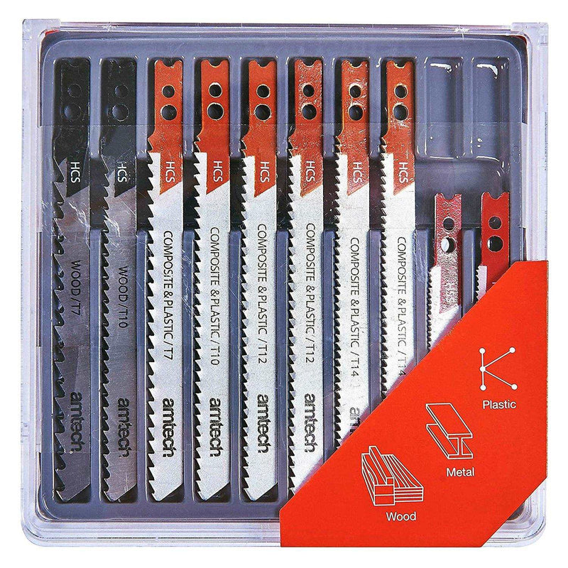 Amtech Jigsaw Accessories 10pc Jigsaw Blades Set Black & Decker Clamp Fitting Metal Plastic Wood Jig Saw