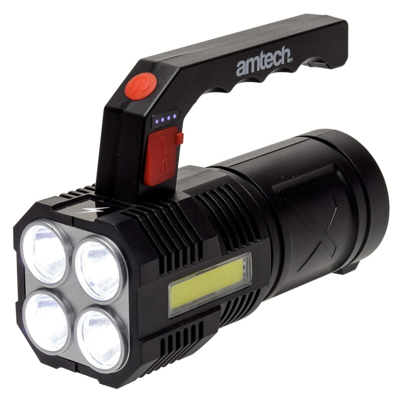 Amtech Rechargeable LED Torch USB Rechargeable 10W LED Torch with 4 Lighting Modes