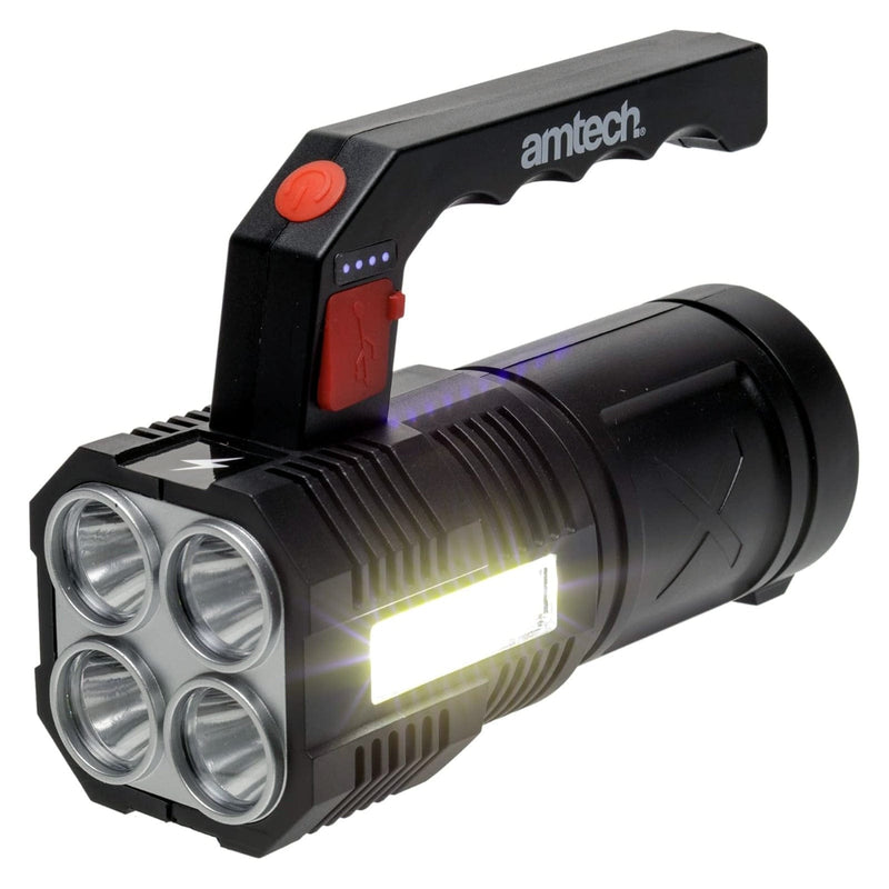 Amtech Rechargeable LED Torch USB Rechargeable 10W LED Torch with 4 Lighting Modes