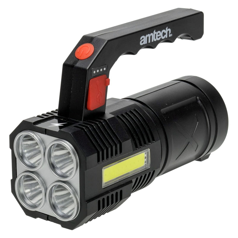 Amtech Rechargeable LED Torch USB Rechargeable 10W LED Torch with 4 Lighting Modes