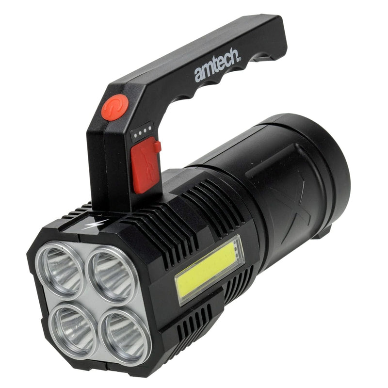 Amtech Rechargeable LED Torch USB Rechargeable 10W LED Torch with 4 Lighting Modes