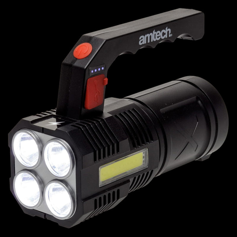 Amtech Rechargeable LED Torch USB Rechargeable 10W LED Torch with 4 Lighting Modes