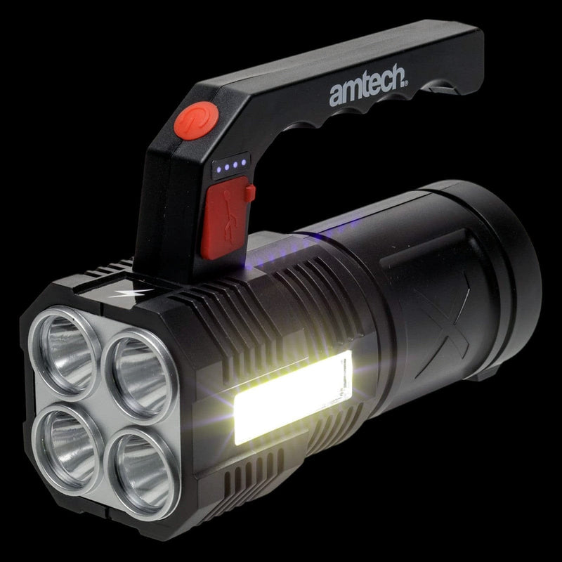 Amtech Rechargeable LED Torch USB Rechargeable 10W LED Torch with 4 Lighting Modes