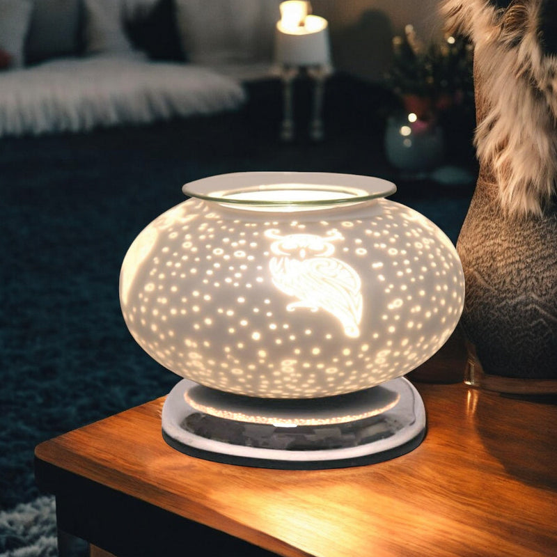 Electric Scented Wax Melter Burner Tart Warmer with Owl Design | Aroma Touch Lamp Fragrance Diffuser