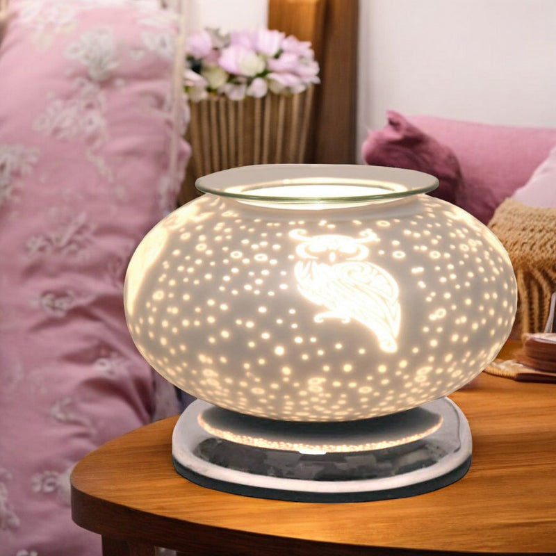 Electric Scented Wax Melter Burner Tart Warmer with Owl Design | Aroma Touch Lamp Fragrance Diffuser