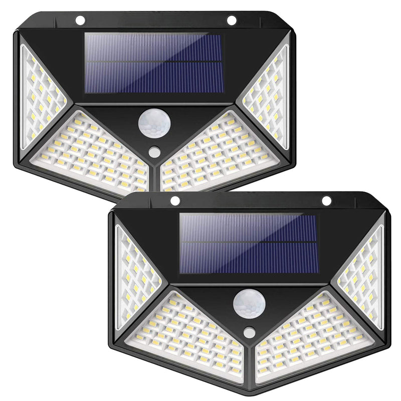 100 LED Solar Security Lights with PIR Motion Sensors | Outdoor Garden Wall Lamps 1/2/4