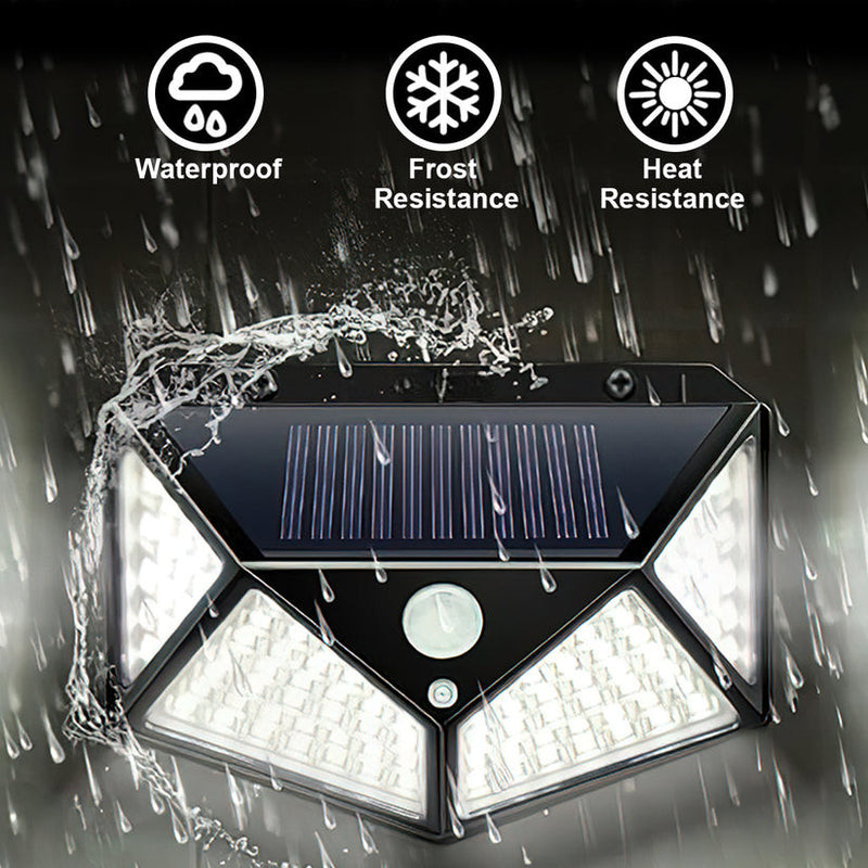 100 LED Solar Security Lights with PIR Motion Sensors | Outdoor Garden Wall Lamps 1/2/4