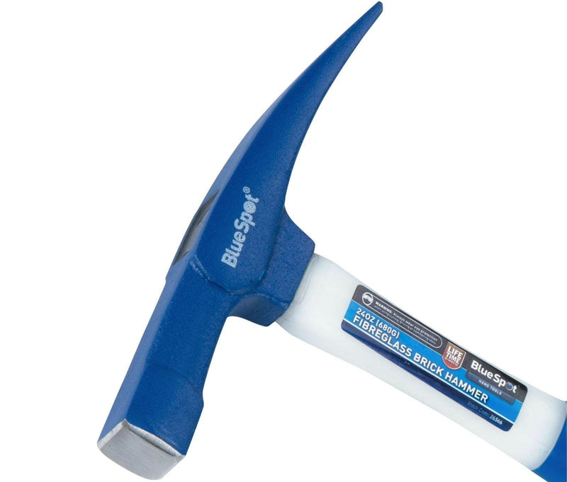 BlueSpot Hammer Brick Hammer 24oz (680g) Fibreglass Shaft Rubber Grip Handle Lifetime Warranty