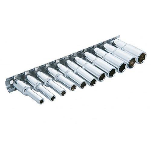 BlueSpot Socket Set 11 PC 1/4" METRIC DEEP SOCKET SET (4-13MM) ON RAIL CR-V LIFETIME WARRANTY