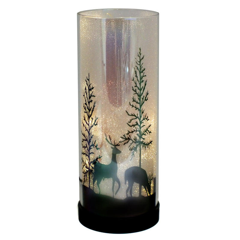 Set of 2 Luxa Sparklers Deer Park LED Christmas Table Lamps | Winter Forest Scene | USB or Battery Operated