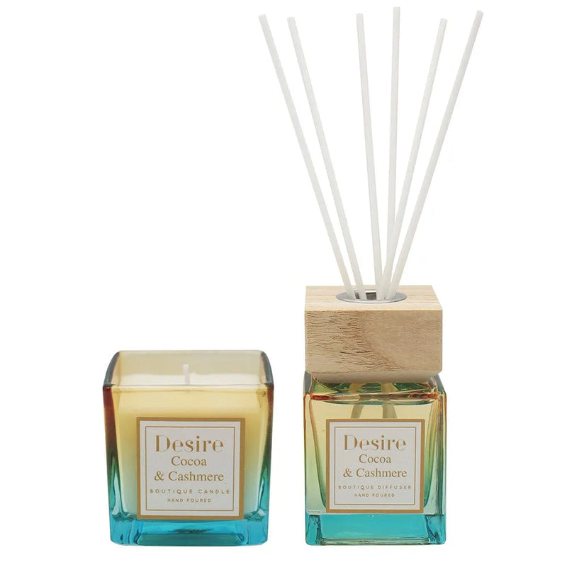 Desire Home Fragrance Gift Set Cocoa and Cashmere Scented Candle & Reed Diffuser Home Fragrance Christmas Gift Set