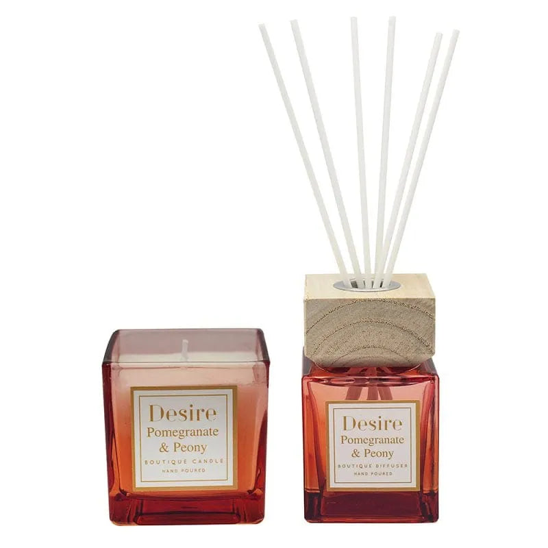 Desire Home Fragrance Gift Set Pomegranate & Peony Reed Diffuser & Scented Candle Home Fragrance Xmas Gift Set