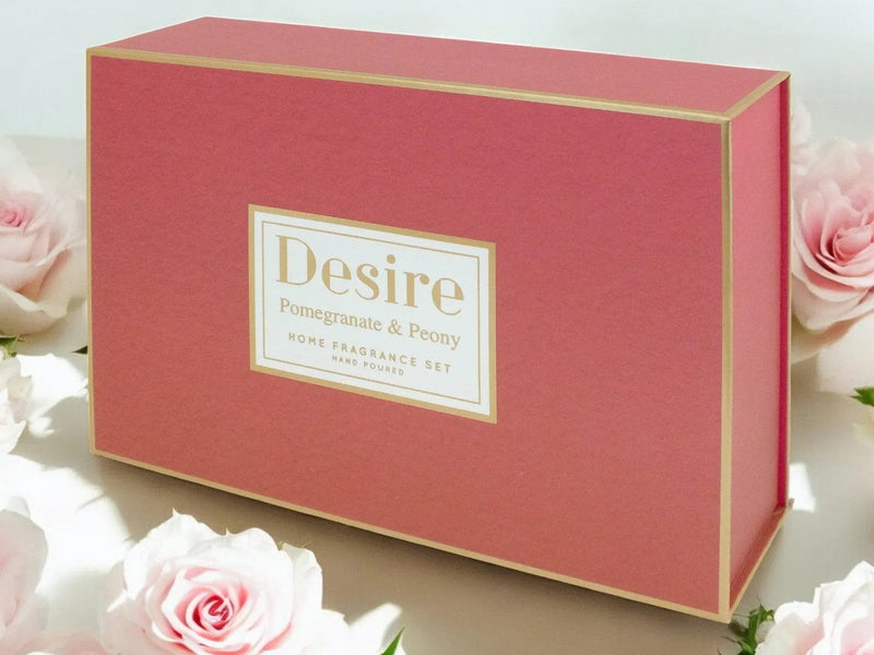 Desire Home Fragrance Gift Set Pomegranate & Peony Reed Diffuser & Scented Candle Home Fragrance Xmas Gift Set